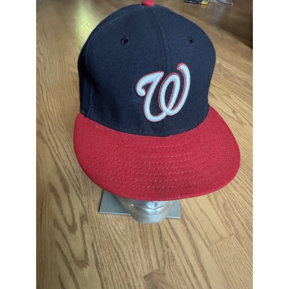 Washington Nationals New Era 59FIFTY Fitted Hat Navy/Red Size 7 3/8 Authentic